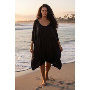 Free People Dress Black‎ XS Oversized Lounge Resort Flowy Minimalist Casual